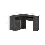 Bureau d'angle en L marron/noir/gris avec 2 tiroirs, tablette clavier et rangement unité centrale – Mono-utilisateur