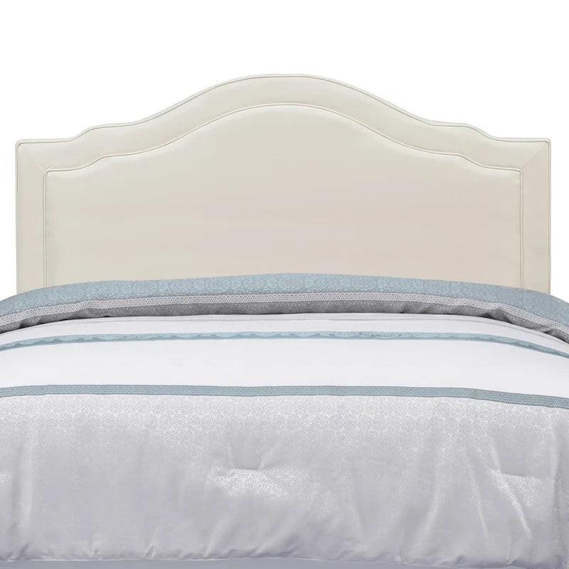 Tête de lit capitonnée Queen Camelback en similicuir avec montants réglables en hauteur – Crème, pour 1 à 2 personnes