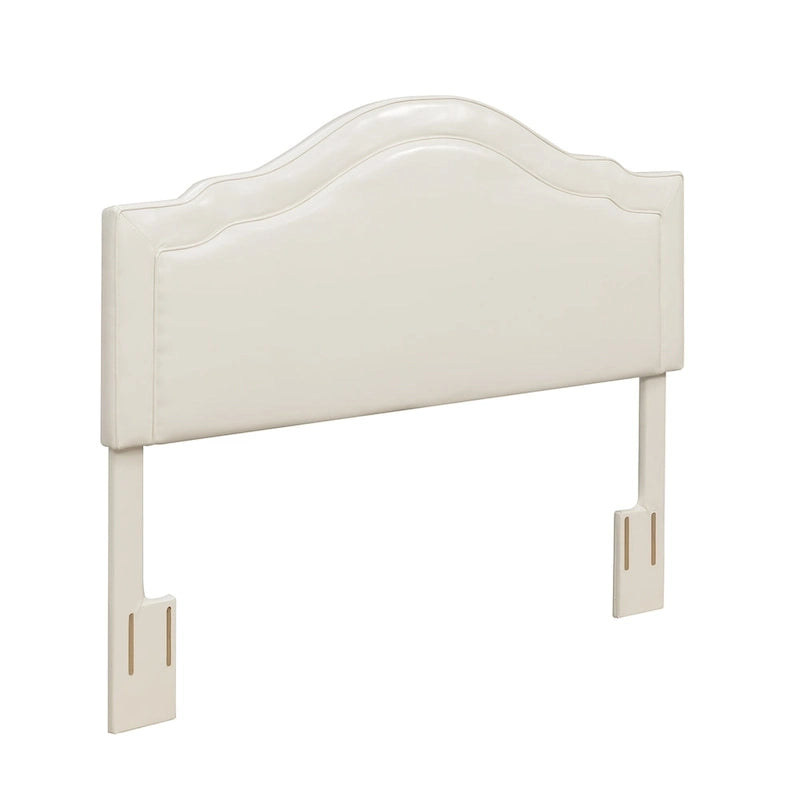 Tête de lit capitonnée Queen Camelback en similicuir avec montants réglables en hauteur – Crème, pour 1 à 2 personnes