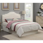 Tête de lit capitonnée Queen Camelback en similicuir avec montants réglables en hauteur – Crème, pour 1 à 2 personnes