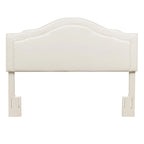 Tête de lit capitonnée Queen Camelback en similicuir avec montants réglables en hauteur – Crème, pour 1 à 2 personnes