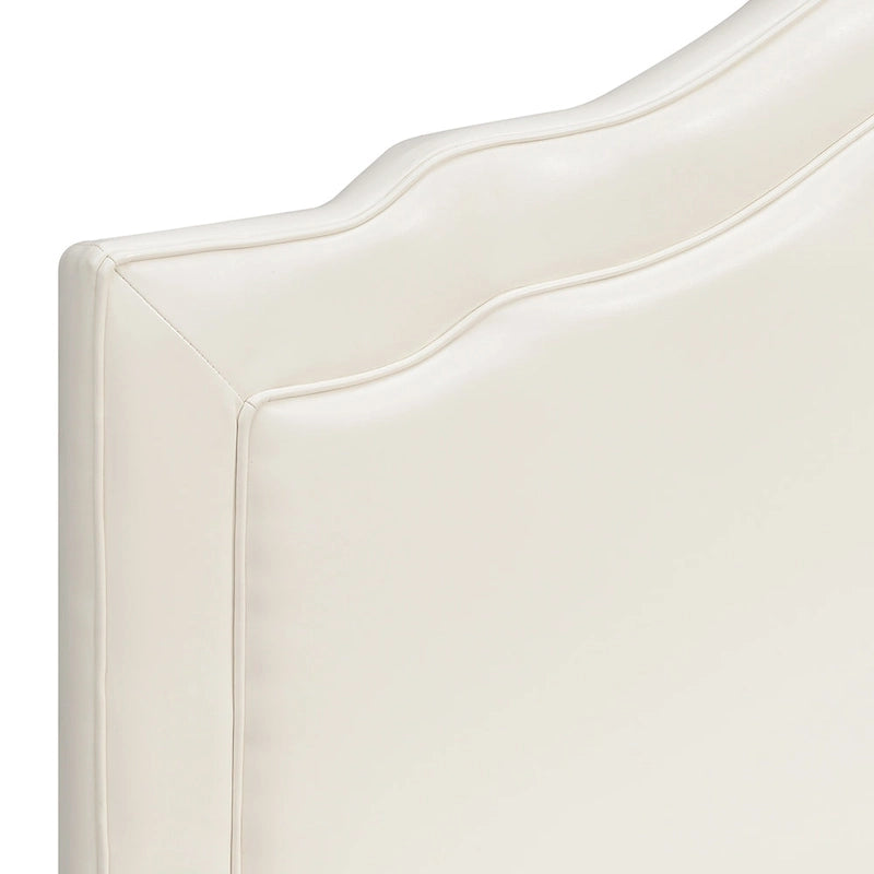 Tête de lit capitonnée Queen Camelback en similicuir avec montants réglables en hauteur – Crème, pour 1 à 2 personnes