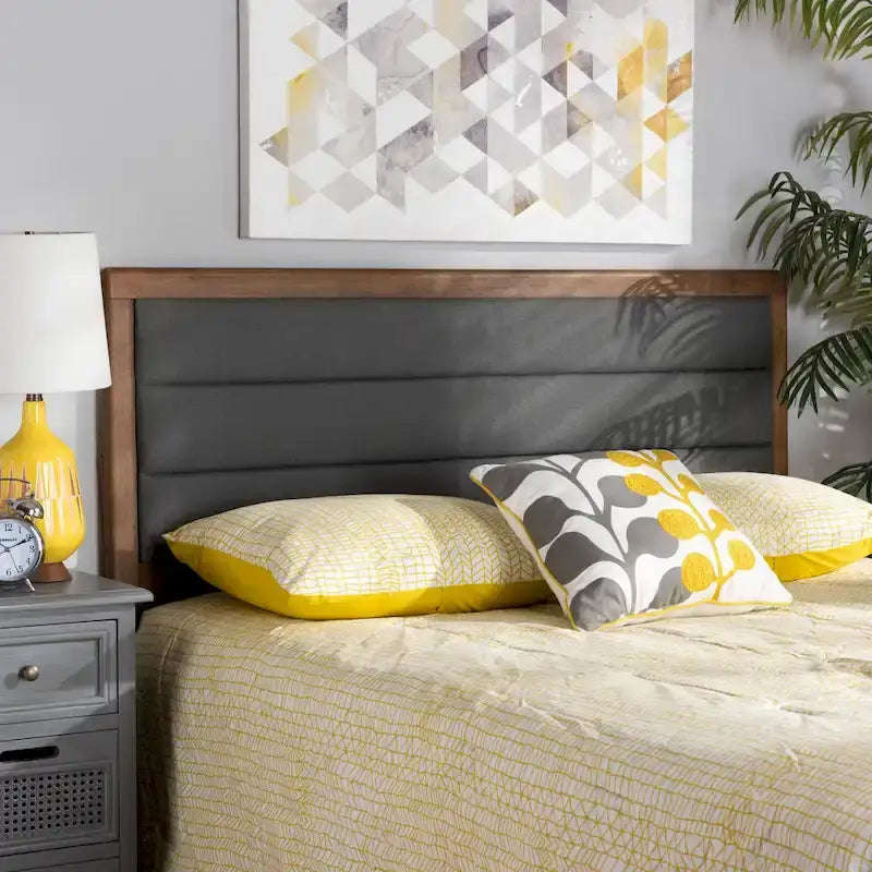 Tête de lit en tissu capitonné gris foncé – Lit simple / double / grand lit / très grand lit