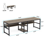 Bureau double industriel avec étagères – 2 personnes – Marron / Blanc / Noir / Gris / Gris clair