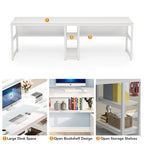 Bureau double industriel avec étagères – 2 personnes – Marron / Blanc / Noir / Gris / Gris clair