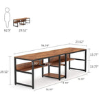 Bureau double industriel avec étagères – 2 personnes – Marron / Blanc / Noir / Gris / Gris clair