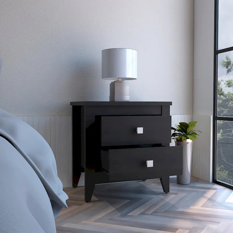Amara Nightstand with 2 Drawers and 4 Legs