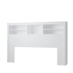 Tête de lit bibliothèque blanche avec lumières LED RGB et étagères réglables – Lit Queen, Lit simple
