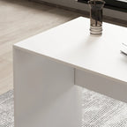 Bureau d'ordinateur d'angle en forme de L de 140 cm avec tiroirs et armoire fermée – Blanc, pour 1 personne