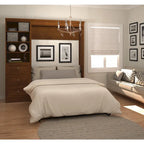 Lit escamotable grand modèle (84" l.) avec organisateur de penderie et tiroirs, blanc/marron Toscane – Couchage simple