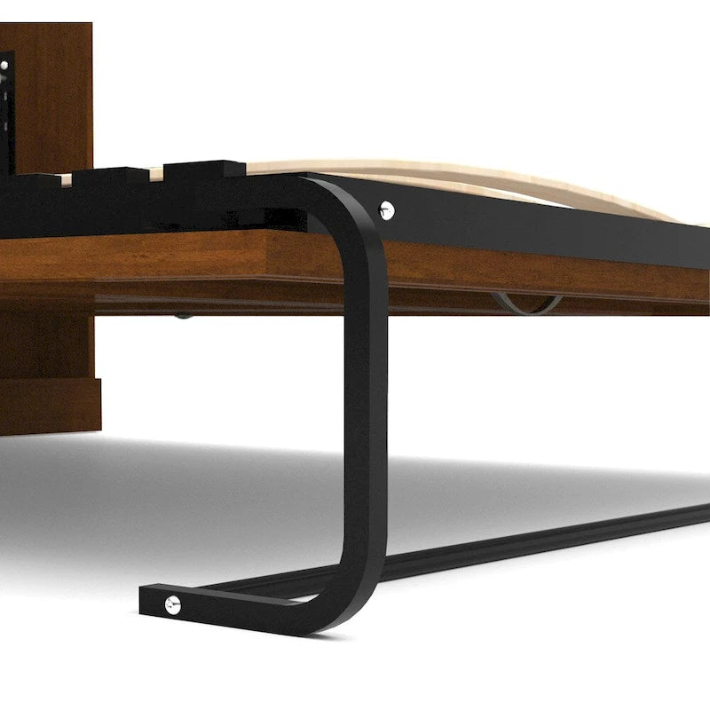 Lit escamotable grand modèle (84" l.) avec organisateur de penderie et tiroirs, blanc/marron Toscane – Couchage simple