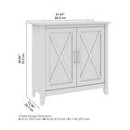 Meuble de rangement à 2 portes de style ferme avec motifs en X et étagère réglable – Gris Cape Cod / Gris délavé / Chêne blanc pur, pour 1 personne