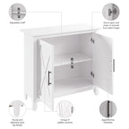 Meuble de rangement à 2 portes de style ferme avec motifs en X et étagère réglable – Gris Cape Cod / Gris délavé / Chêne blanc pur, pour 1 personne