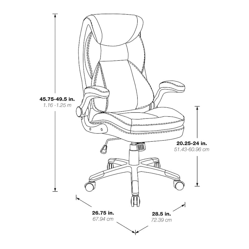 Fauteuil de bureau de direction en cuir reconstitué avec soutien lombaire, inclinaison verrouillable et accoudoirs relevables – Taupe / Noir / Anthracite, pour 1 personne