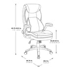 Fauteuil de bureau de direction en cuir reconstitué avec soutien lombaire, inclinaison verrouillable et accoudoirs relevables – Taupe / Noir / Anthracite, pour 1 personne