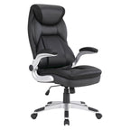 Fauteuil de bureau de direction en cuir reconstitué avec soutien lombaire, inclinaison verrouillable et accoudoirs relevables – Taupe / Noir / Anthracite, pour 1 personne