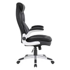 Fauteuil de bureau de direction en cuir reconstitué avec soutien lombaire, inclinaison verrouillable et accoudoirs relevables – Taupe / Noir / Anthracite, pour 1 personne