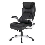 Fauteuil de bureau de direction en cuir reconstitué avec soutien lombaire, inclinaison verrouillable et accoudoirs relevables – Taupe / Noir / Anthracite, pour 1 personne