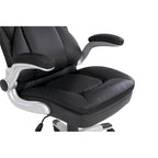 Fauteuil de bureau de direction en cuir reconstitué avec soutien lombaire, inclinaison verrouillable et accoudoirs relevables – Taupe / Noir / Anthracite, pour 1 personne