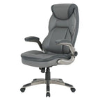 Fauteuil de bureau de direction en cuir reconstitué avec soutien lombaire, inclinaison verrouillable et accoudoirs relevables – Taupe / Noir / Anthracite, pour 1 personne