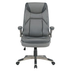 Fauteuil de bureau de direction en cuir reconstitué avec soutien lombaire, inclinaison verrouillable et accoudoirs relevables – Taupe / Noir / Anthracite, pour 1 personne