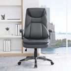 Fauteuil de bureau de direction en cuir reconstitué avec soutien lombaire, inclinaison verrouillable et accoudoirs relevables – Taupe / Noir / Anthracite, pour 1 personne