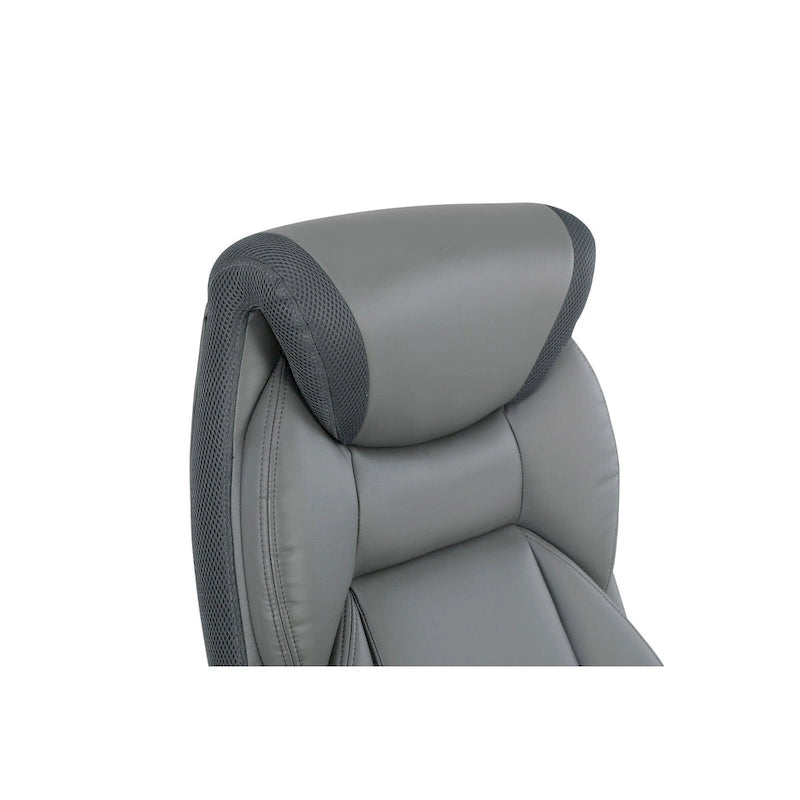 Fauteuil de bureau de direction en cuir reconstitué avec soutien lombaire, inclinaison verrouillable et accoudoirs relevables – Taupe / Noir / Anthracite, pour 1 personne