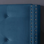 Cadre de lit plateforme capitonné en velours noir / bleu / gris / beige – California King, 2 personnes