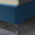 Cadre de lit plateforme capitonné en velours noir / bleu / gris / beige – California King, 2 personnes
