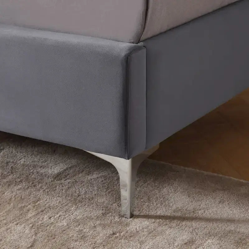 Cadre de lit plateforme capitonné en velours noir / bleu / gris / beige – California King, 2 personnes