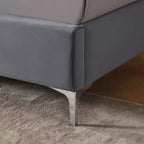 Cadre de lit plateforme capitonné en velours noir / bleu / gris / beige – California King, 2 personnes