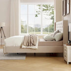 Cadre de lit plateforme capitonné en velours noir / bleu / gris / beige – California King, 2 personnes