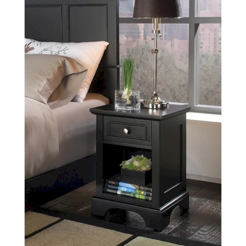 Black 1-Drawer Nightstand – Single Unit