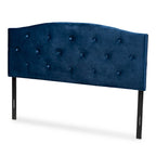 Tête de lit capitonnée en velours cintré bleu marine – Double / Grand / Très grand