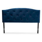 Tête de lit capitonnée en velours cintré bleu marine – Double / Grand / Très grand