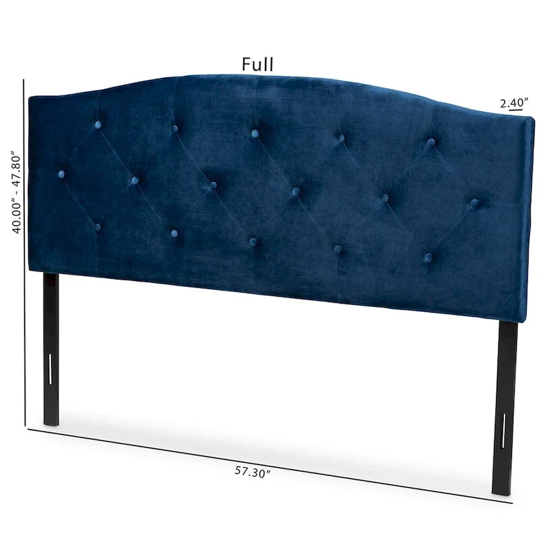 Tête de lit capitonnée en velours cintré bleu marine – Double / Grand / Très grand