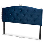 Tête de lit capitonnée en velours cintré bleu marine – Double / Grand / Très grand