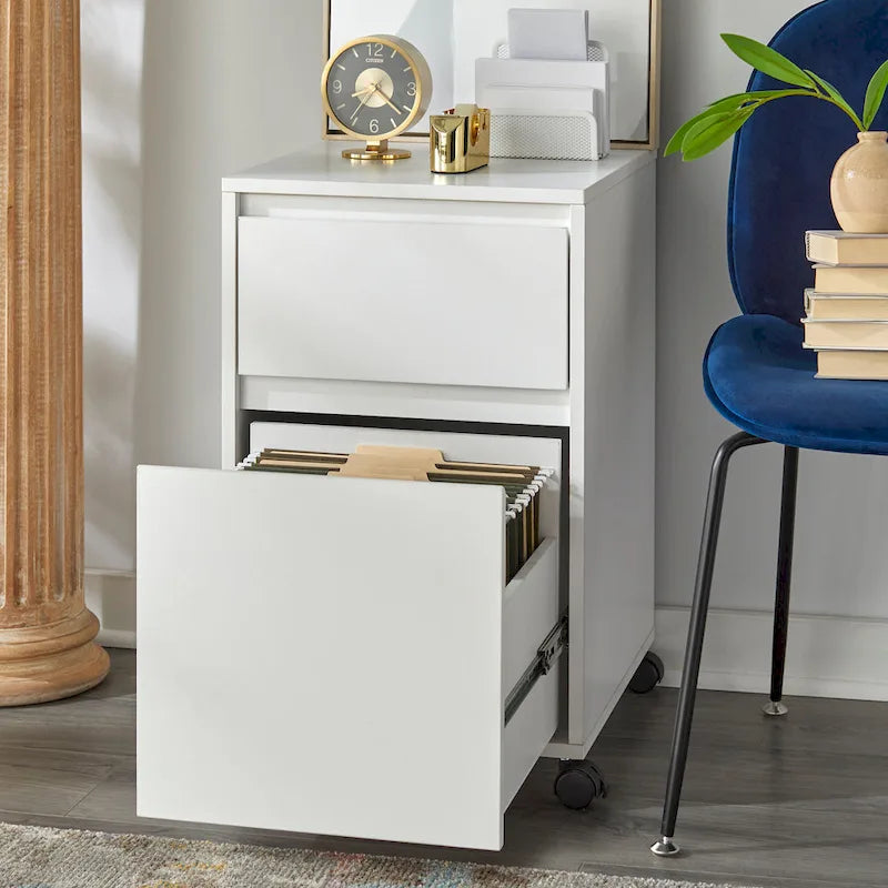 Grey / White / Grey-Walnut 2-Drawer Mobile File Cabinet on Wheels – Single Unit
