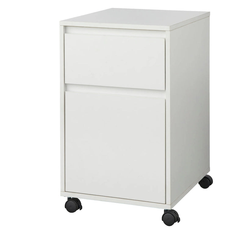 Grey / White / Grey-Walnut 2-Drawer Mobile File Cabinet on Wheels – Single Unit