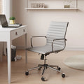 Chaise de bureau en similicuir côtelé avec structure chromée, accoudoirs en L et piètement pivotant – Gris / Blanc / Terre cuite / Vert / Marron / Noir / Bleu marine / Doré et bleu marine / Doré et noir / Doré et blanc, pour 1 personne