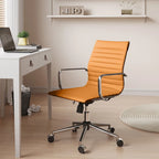 Chaise de bureau en similicuir côtelé avec structure chromée, accoudoirs en L et piètement pivotant – Gris / Blanc / Terre cuite / Vert / Marron / Noir / Bleu marine / Doré et bleu marine / Doré et noir / Doré et blanc, pour 1 personne