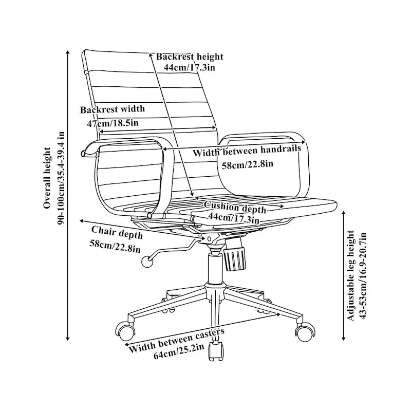 Chaise de bureau en similicuir côtelé avec structure chromée, accoudoirs en L et piètement pivotant – Gris / Blanc / Terre cuite / Vert / Marron / Noir / Bleu marine / Doré et bleu marine / Doré et noir / Doré et blanc, pour 1 personne