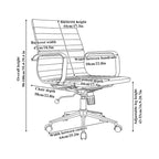 Chaise de bureau en similicuir côtelé avec structure chromée, accoudoirs en L et piètement pivotant – Gris / Blanc / Terre cuite / Vert / Marron / Noir / Bleu marine / Doré et bleu marine / Doré et noir / Doré et blanc, pour 1 personne