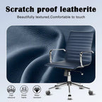 Chaise de bureau en similicuir côtelé avec structure chromée, accoudoirs en L et piètement pivotant – Gris / Blanc / Terre cuite / Vert / Marron / Noir / Bleu marine / Doré et bleu marine / Doré et noir / Doré et blanc, pour 1 personne
