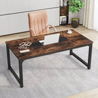Grand bureau de 180 cm avec cadre en acier robuste et pieds réglables – Marron rustique / Noir, pour 1 personne
