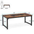 Grand bureau de 180 cm avec cadre en acier robuste et pieds réglables – Marron rustique / Noir, pour 1 personne