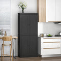 Meuble de Rangement/Garde-Manger de Cuisine Autoportant 4 Portes Noir/Blanc avec 6 Étagères – Unité Simple