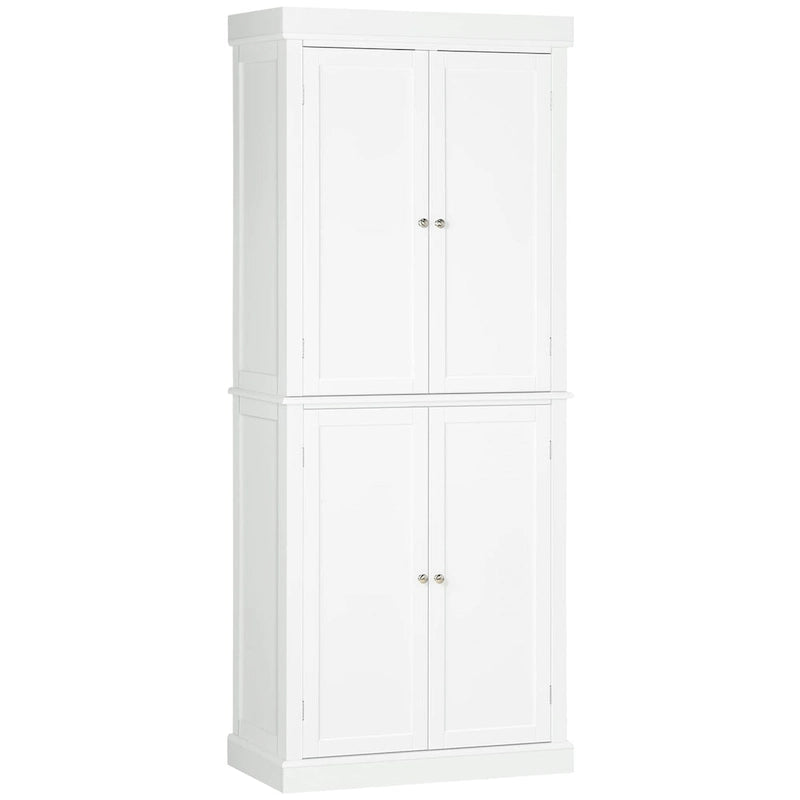 Black / White Freestanding 4-Door Kitchen Pantry Cabinet with 6-Tier Shelves – Single Unit