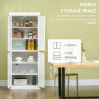 Meuble de Rangement/Garde-Manger de Cuisine Autoportant 4 Portes Noir/Blanc avec 6 Étagères – Unité Simple