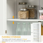 Meuble de Rangement/Garde-Manger de Cuisine Autoportant 4 Portes Noir/Blanc avec 6 Étagères – Unité Simple